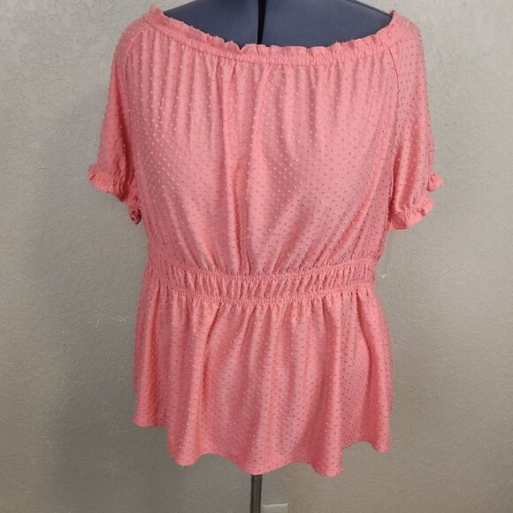 Lane Bryant Peach Convertible Swiss Dot Blouse 22/24 NWT (4784) - Picture 2 of 10